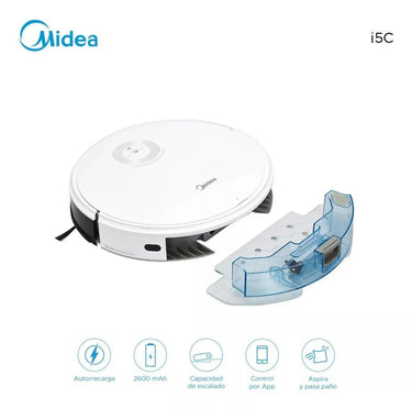 Aspiradora Robot Midea I5C Trapeadora Wifi 4000Pa Tanque De Agua 450 ml G-SLAM Color Blanco - #𝑼𝑺𝒉𝒐𝒑